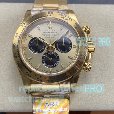 Swiss Replica ARF 4131 Yellow Gold Rolex Daytona 4131 Chronograph Watch 